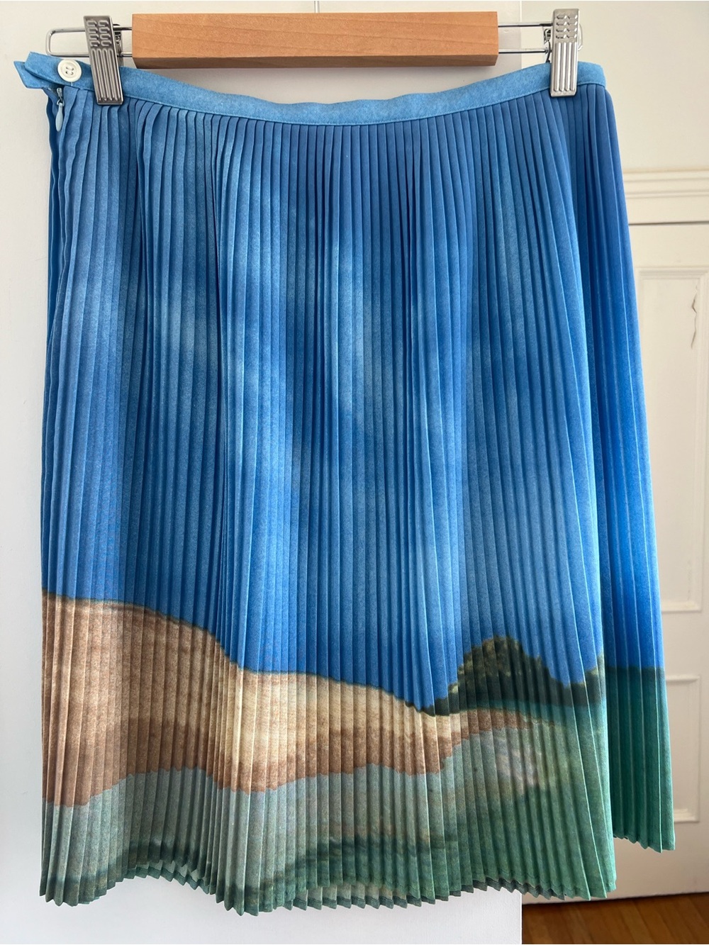 Vintage 1997 Agnes B. London Photo Print Pleated Skirt – Size 38 – Rare & Unworn